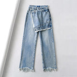 Women Jeans Retro Burr Personality Design
