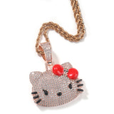 Jewelry Cute Cartoon Cat Zircon Pendant Gold Hip Hop St. Valentine's Hello Katie Spectrum Animal