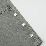 Men Jeans Side Pocket Jeans Loose Casual Button Split