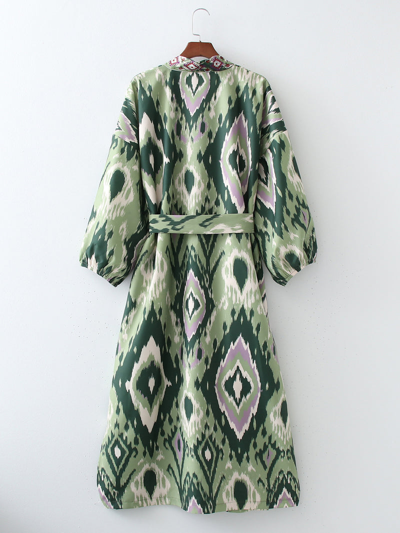 Women Trench Coat Cardigan Dress