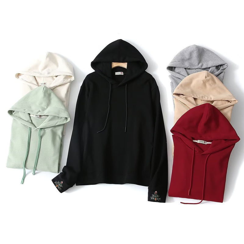 Women Hoodie Sweater Oversize Solid Color Simple