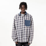 Men Long Sleeved T Shirt Letter Embroidery Long Sleeve Shirt Men Autumn Contrast Color Pocket Shirt Coat