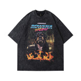 Men T-Shirt T Ghost Print Distressed Retro