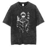 Men Vintage T-shirt Harajuku Anime Graphic Print T-Shirt