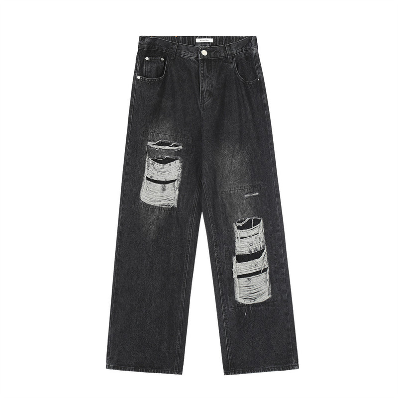 Men Jeans Hole & Patch Loose Casual