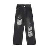 Men Jeans Hole & Patch Loose Casual