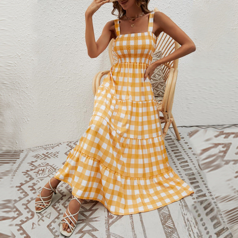 Women Dress Fashion Striped Spaghetti Straps Dress