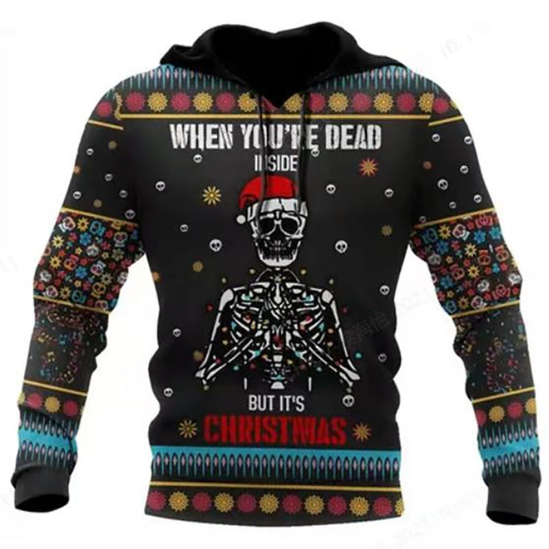 Black Christmas Sweater Christmas 3D Skull Print Hoodie