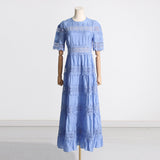 Bohemian Dress French Embroidery Lace Hollow Dress