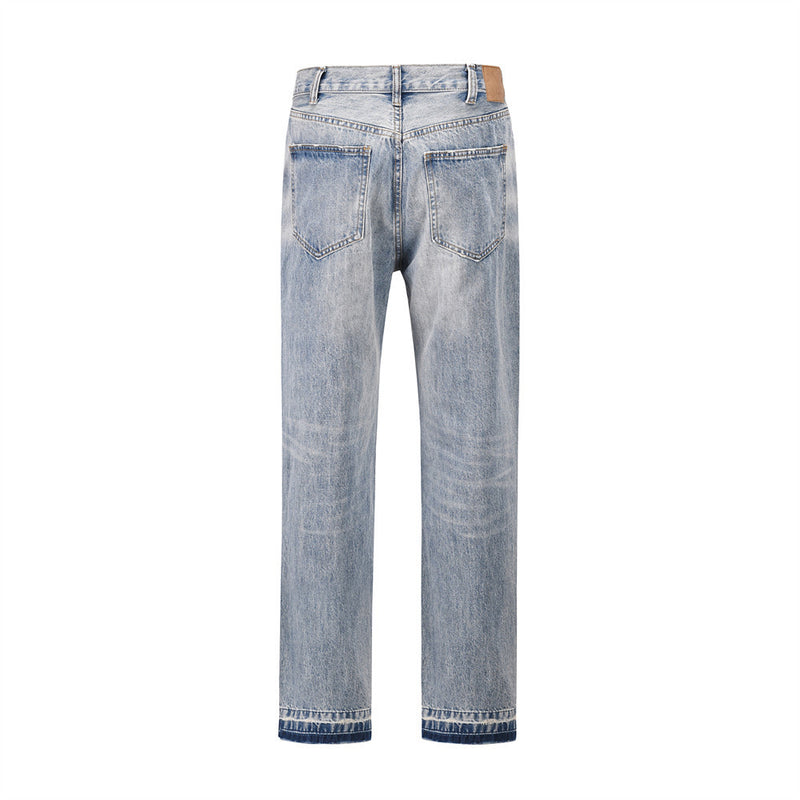 Men Jeans Ripped Frayed Vintage Casual Loose