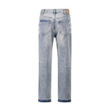 Men Jeans Ripped Frayed Vintage Casual Loose