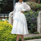 Women Dress Autumn Winter Sexy Lace See-through Dress