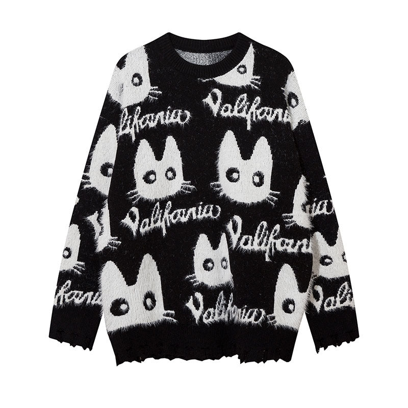 Women Sweater Cartoon Jacquard Knitted Idle Style