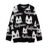 Women Sweater Cartoon Jacquard Knitted Idle Style