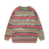 Men Sweater Vintage Stripe Jacquard Knitted Sweater