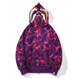 Bathing Ape Hoodie Shark Double Hood Camo Hooded Zip Cardigan Sweater