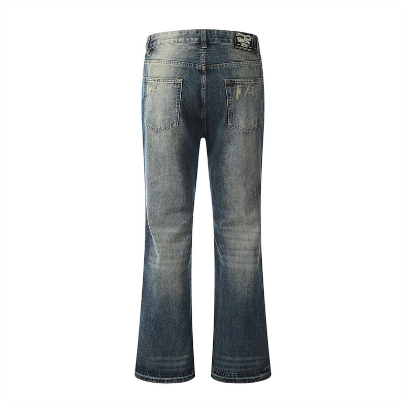 Men Jeans Bell-Bottom Pants Loose Retro