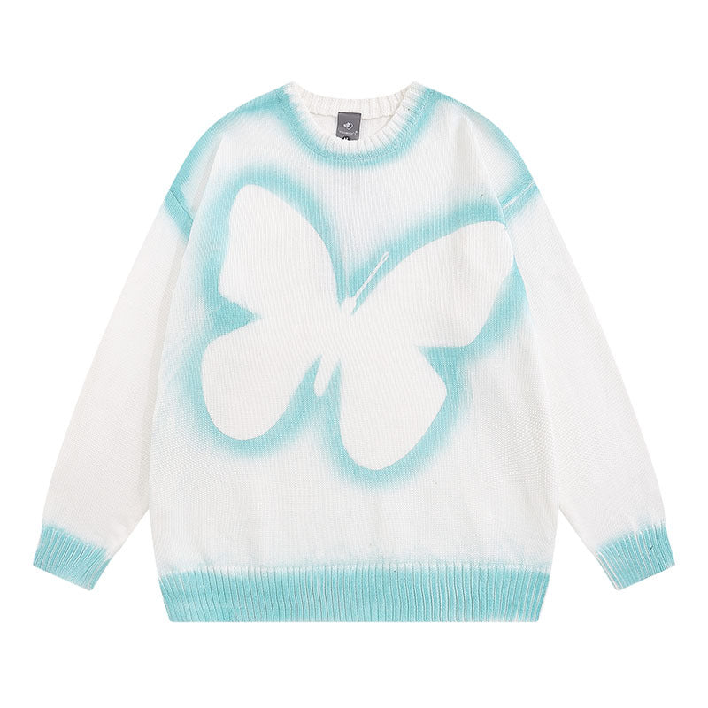 Women Sweater Butterfly Graffiti Knitted All-Matching Leisure