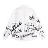 Men Long Sleeved T Shirt Letter Printed Long Sleeve Shirt Men's Casual Loose Lapels Shirt