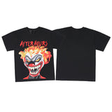 Vlone T Shirts Clown Flame Large V Printed Short Sleeve T-shirt Men's and Women's High Street BF Style Loose Half Sleeve