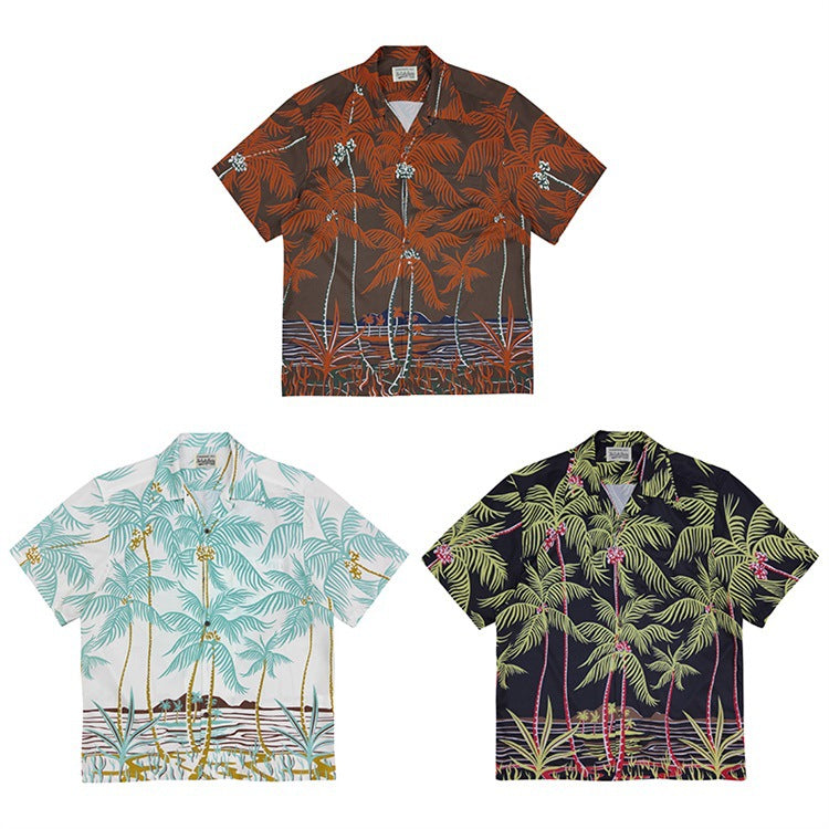 GUILTYPARTIES TIGER Shirts 19ss Coconut Tree, Palm Tree Short Sleeve Shirt