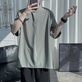 Men Shirts Solid Color Loose Summer Ice Silk