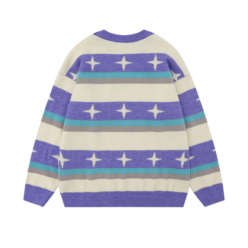 Men Sweater Striped XINGX Jacquard Loose-Fitting Knitwear