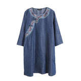 Women Dresses Embroidery Denim Dress