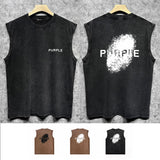 Purple Brand Distressed Tank T Shirts Distressed Sleeveless T-shirt Vest
