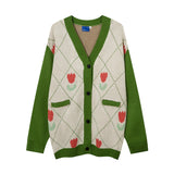 Women Sweater Full Printed Knitted Sweater Loose Cardigan