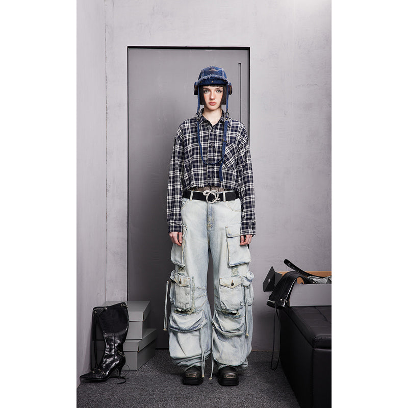 Unisex Shirt Loose Plaid Coat