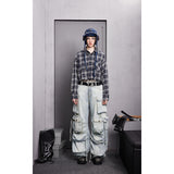 Unisex Shirt Loose Plaid Coat