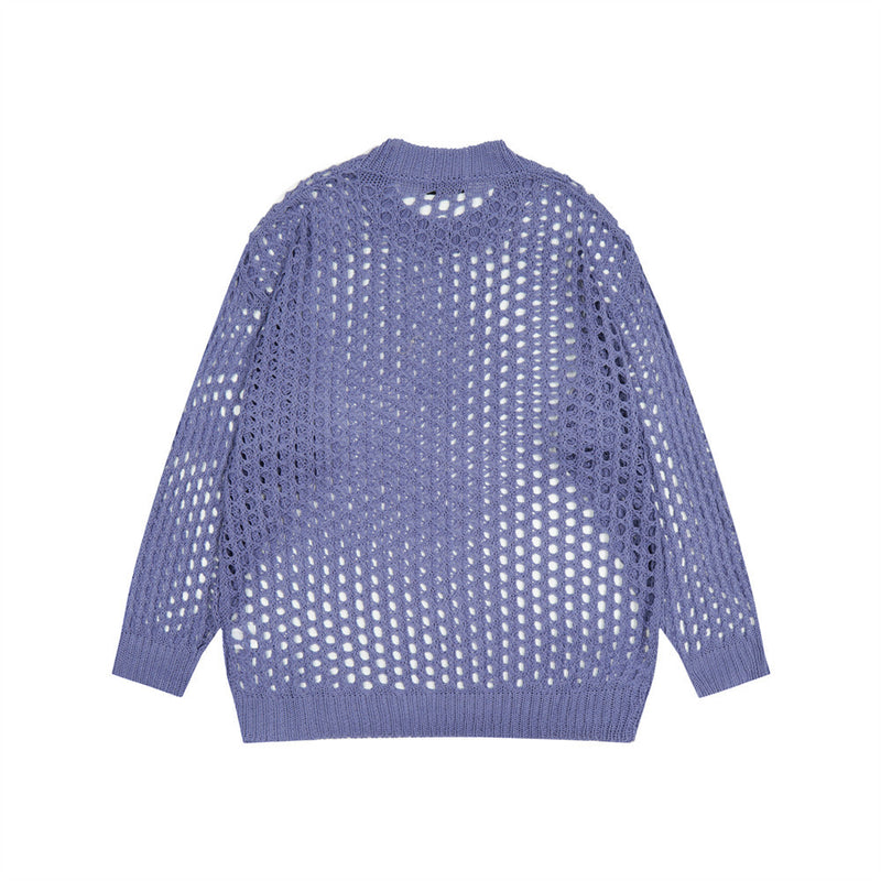Men Sweater Fashion Special-Interest Mesh Personalized Knitted Sweater