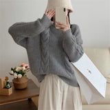 Women Pullover Sweater Retro Gentle Temperament Knitted Thickening