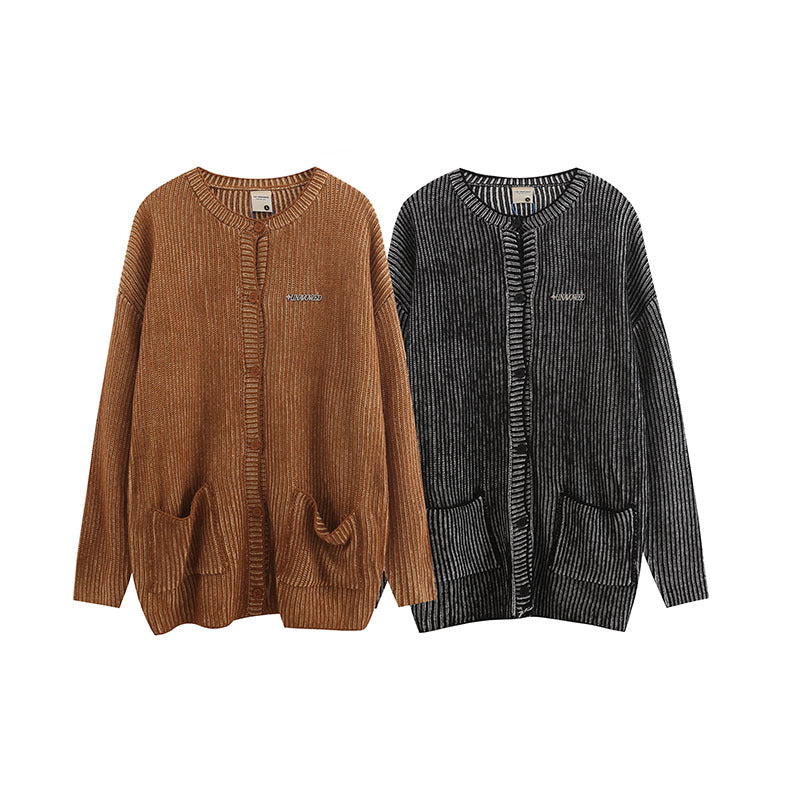 Women Jackets Vintage Distressed Knitted Cardigan Vibe Idle Style