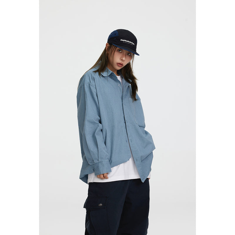 Unisex Shirt Solid Color Cotton Shirt