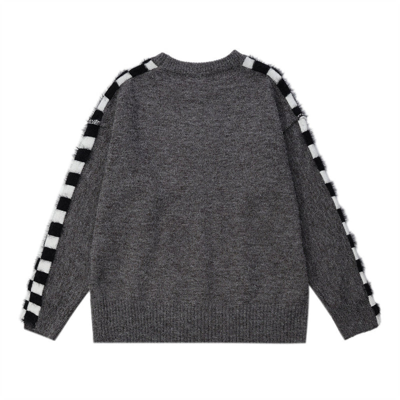 Men Sweater Love Flocking Embroidered Sweater Lazy Loose Stitching