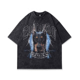 Mens Vintage T Shirt Printed Washed Short Sleeve T-Shirt Men