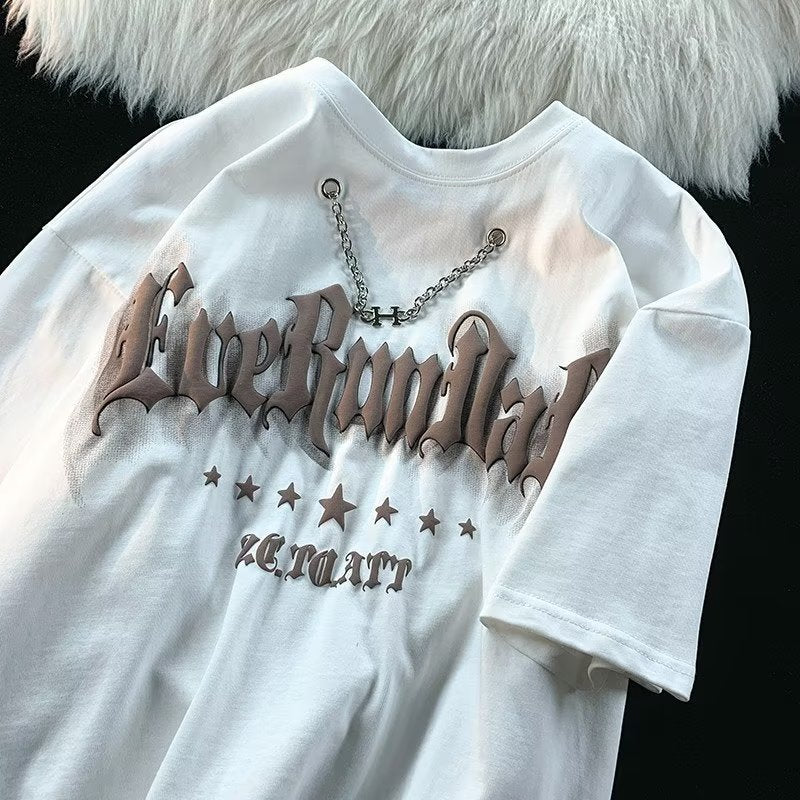 Men T Shirt Necklace Decoration Loose