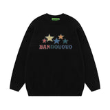 Women Sweater Cartoon Graffiti Gradient Loose Knit