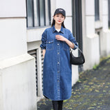 Women Trench Coat Denim Shirt Loose Dress