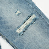 Men Jeans Hole Retro Loose Casual Bright White