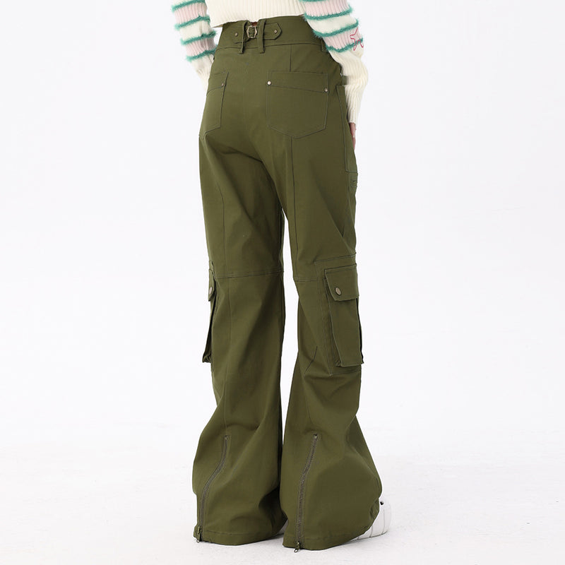 Men Jeans Tooling Bell-Bottom Pants Zipper Slit