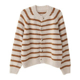 Women Knitted Cardigan Striped Loose Sweater