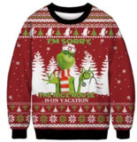 Black Christmas Sweater Christmas round Neck Sweater Casual Funny Santa Claus