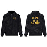 Gallery Dept Hoodie Letter Tie-Dye Washed Hooded Sweater Cardigan Jacket