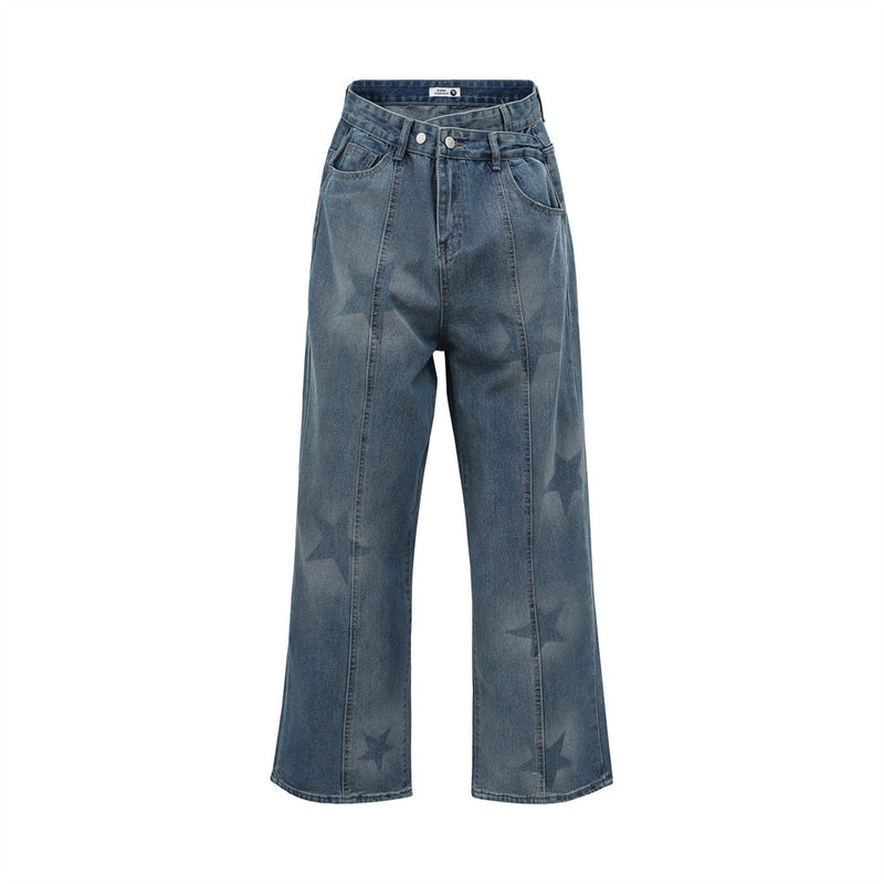 Men Jeans Star Stitching Loose