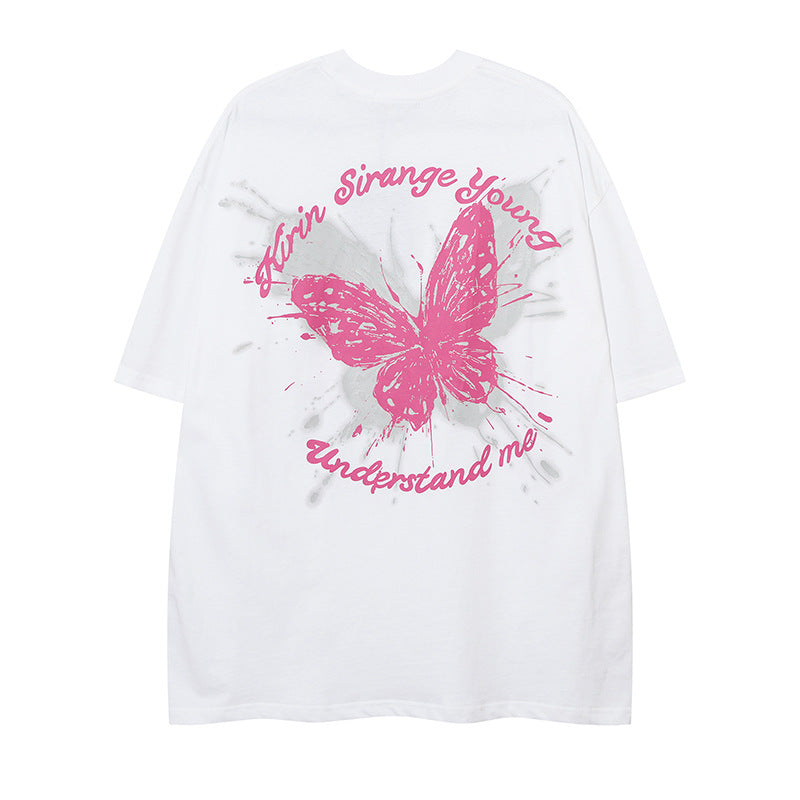 Men T-Shirt Luminous Butterfly Graffiti Couple
