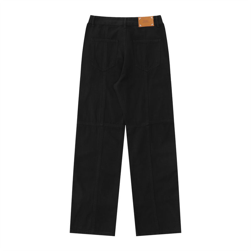 Men Jeans Retro Patchwork Button Loose