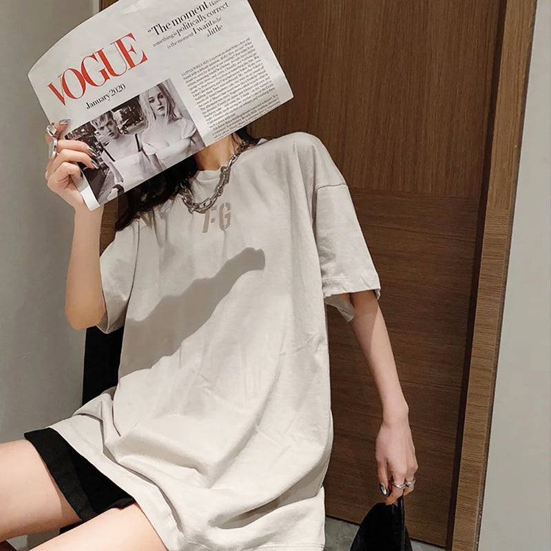 Fog Fear of God Essentials T Shirt Flocked Printed Hip Hop Loose Couple T-shirt Men